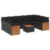 vidaXL 10-dijelni set vrtnih sofa s jastucima crni od poliratana