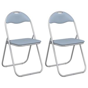 vidaXL Sklopiva stolica 2 pcs Sivi 48 x 43,5 x 81 cm Lažna koža