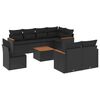 vidaXL 9-dijelni set vrtnih sofa s jastucima crni od poliratana