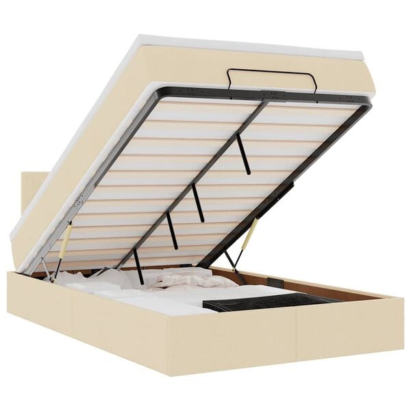 vidaXL Otomanski okvir kreveta s madracem krem 120x200cm od tkanine