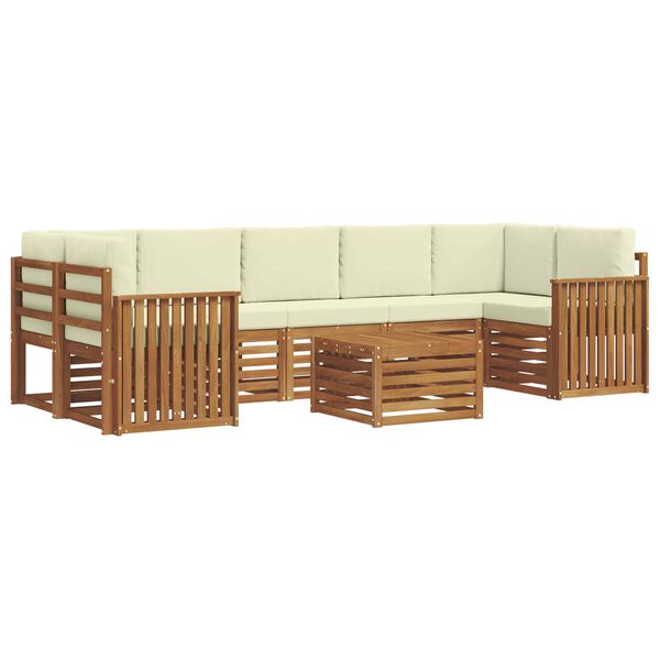 vidaXL Set vanjskih sofa 8 pcs Prirodna i krem Čvrsto drvo akacije