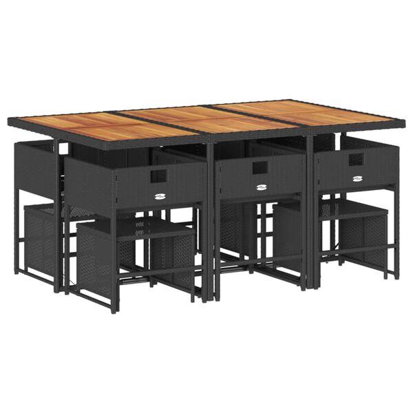 vidaXL 11-dijelni vrtni blagovaonski set s jastucima poliratan crni