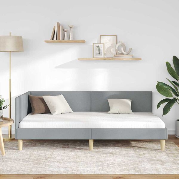 vidaXL Kutni okvir kreveta Svijetlo siva 80 cm x 200 cm Baršun