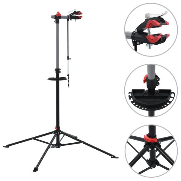 vidaXL Stalak za popravak bicikla 103x103x(115 - 200) cm čelični crni