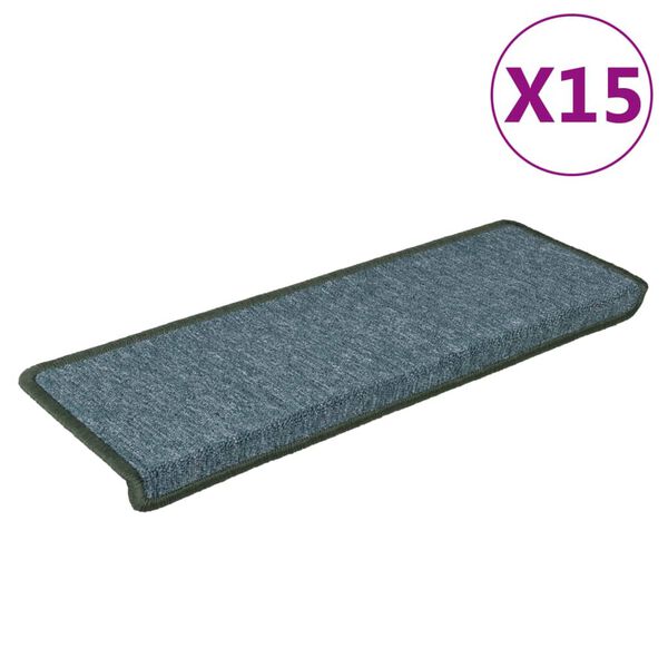 vidaXL Prostirke za stepenice 15 kom 65x21x4 cm tamnozelene pravokutne rubove