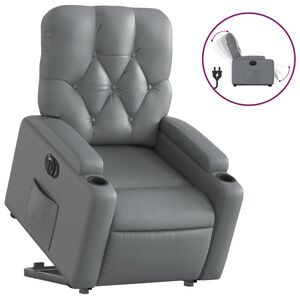 vidaXL Električni naslonjač na podizanje od umjetne kože siva
