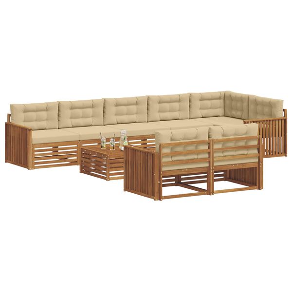 vidaXL Set vanjskih sofa s jastukom 9 pcs Prirodna i bež