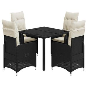 vidaXL 5-dijelni vrtni bistro set od poliratana s jastucima crni