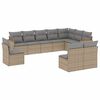 vidaXL 10-dijelni set vrtnih sofa s jastucima bež od poliratana