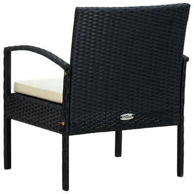 vidaXL Vrtna stolica od poliratana s jastukom crna