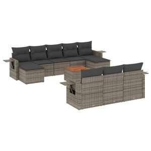 vidaXL 11-dijelni set vrtnih sofa od poliratana s jastucima sivi