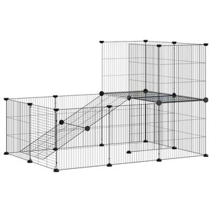 vidaXL Kavez za ljubimce s 20 panela i vratima crni 105 x 70 x 70 cm čelični