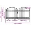 vidaXL Dvostruka vrata za ogradu s lučnim vrhom čelična 300x125 cm crna