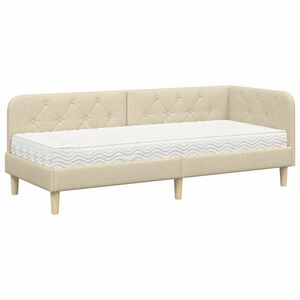 vidaXL Kutni okvir kreveta Krema 80 x 200 cm tkanina
