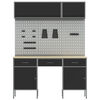 vidaXL Radni stol s ladicama 8 pcs Crna 150 x 55 x 200 cm Čelik