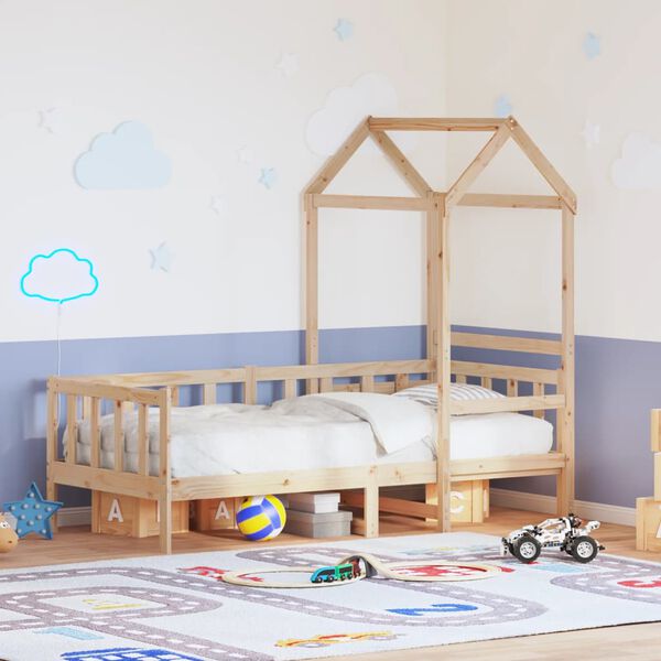 vidaXL Dnevni krevet s krovom 90x200 cm od masivne borovine