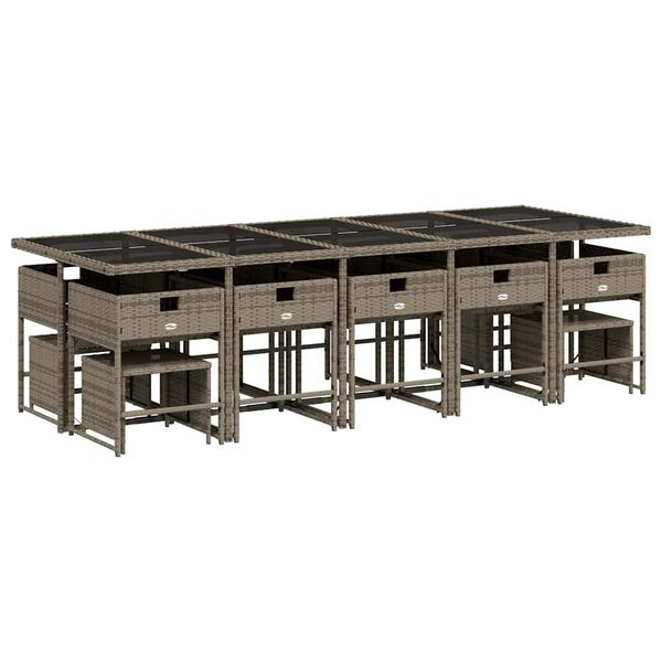 vidaXL 15-dijelni vrtni blagovaonski set s jastucima poliratan sivi