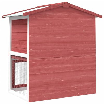 vidaXL Vanjska kućica za zečeve s 3 vrata crvena drvena