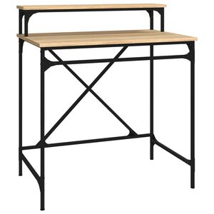 vidaXL Radni stol boja hrasta 80x50x90 cm konstruirano drvo i željezo