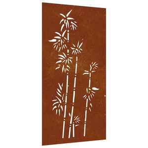 vidaXL Vrtni zidni ukras 105 x 55 cm čelik COR-TEN s uzorkom bambusa