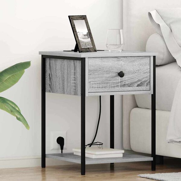 vidaXL Noćni ormar 2 pcs Siva Sonoma 42 x 41 x 56 cm Konstruirano drvo