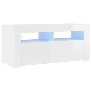 vidaXL TV ormarić s LED svjetlima visoki sjaj bijeli 90 x 35 x 40 cm