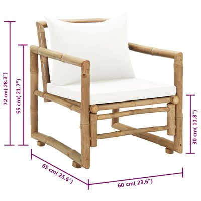 vidaXL Vrtne stolice 2 kom s jastucima bambus