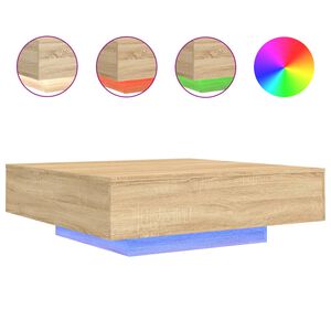 vidaXL Stolić za kavu s LED svjetlima boja hrasta sonome 100x100x31 cm