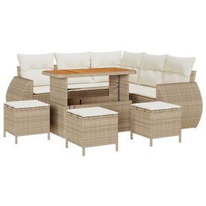 vidaXL Sjedeća garnitura za vrt 9 pcs Bež poliratan
