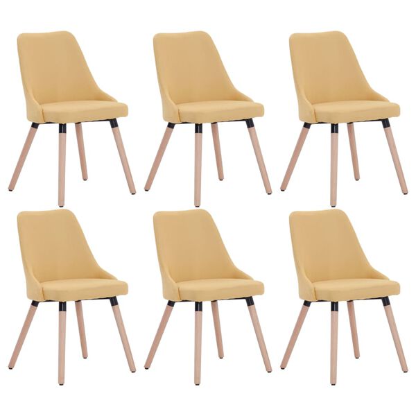 vidaXL Blagovaonske stolice od tkanine 6 kom žute