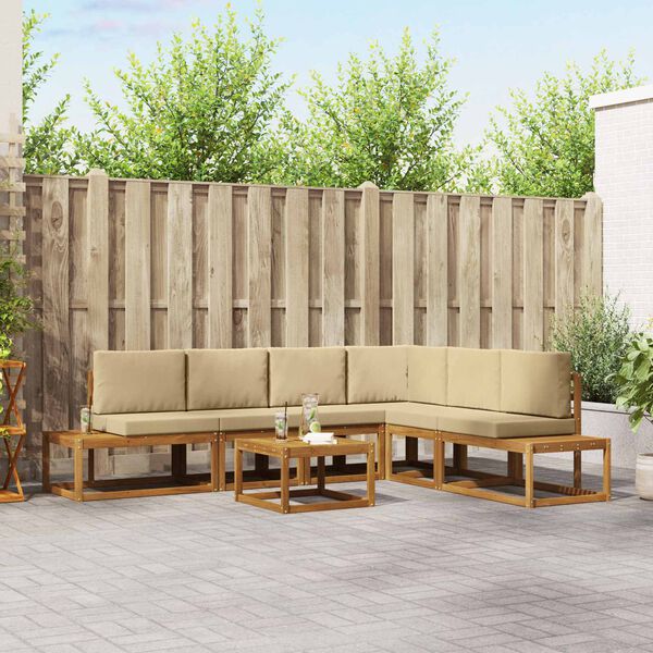 vidaXL Set vanjskih sofa s jastukom 7 Komad Prirodna i bež