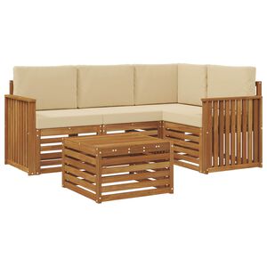 vidaXL Set vanjskih sofa s jastukom 5 pcs Prirodna i bež