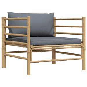 vidaXL Vrtna sofa od bambusa s tamnosivim jastucima