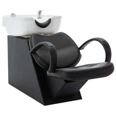 vidaXL Salonska stolica s umivaonikom crno-bijela od umjetne kože