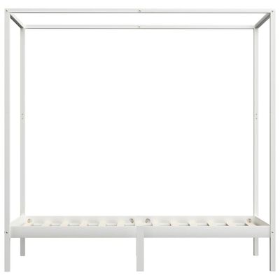 vidaXL Okvir za krevet s baldahinom od borovine bijeli 100 x 200 cm