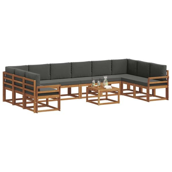 vidaXL Set vanjskih sofa s jastukom 11 pcs Prirodna i antracit