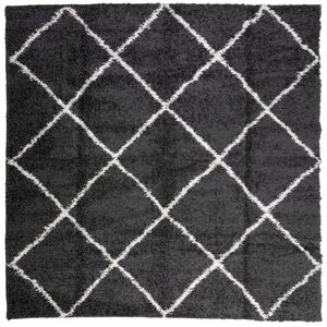 vidaXL Čupavi tepih PAMPLONA s visokim vlaknima crni-krem 120 x 120 cm