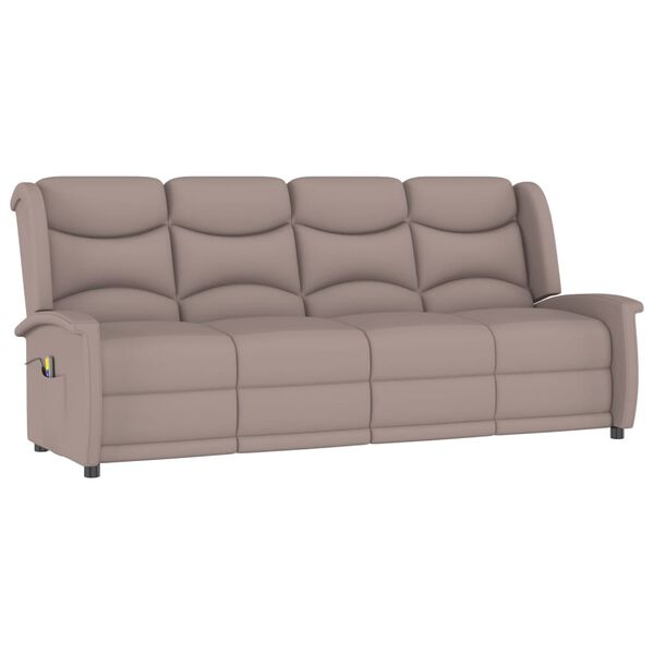 vidaXL Masažni četverosjed od mikrovlakana smeđesivi