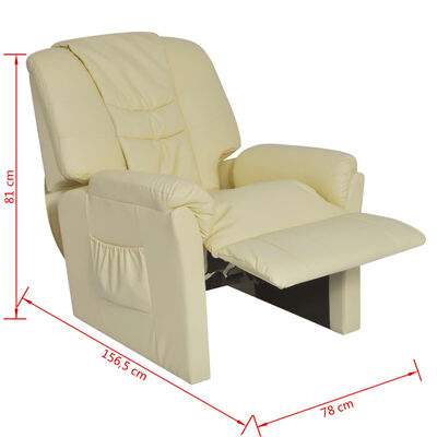 vidaXL Shiatsu masažna fotelja od umjetne kože krem bijela