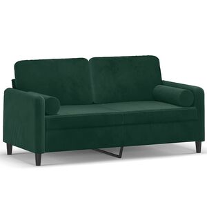 vidaXL Dvosjed s ukrasnim jastucima tamnozeleni 140 cm bar&scaron;unasti