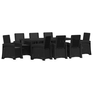 vidaXL Vrtni set za objed 9 kom. Antracit PP