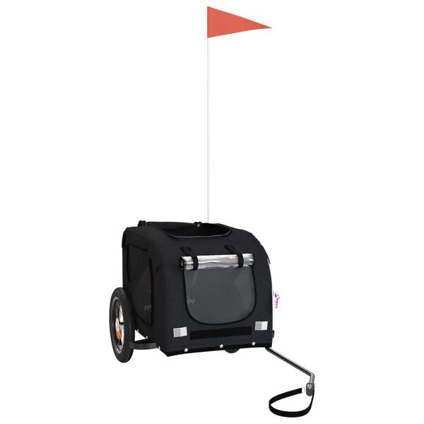 vidaXL Prikolica za bicikl za ljubimce crna od tkanine i željeza