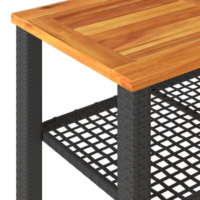 vidaXL Vrtni stol crni 70 x 38 x 42 cm od poliratana i drva bagrema