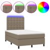vidaXL Krevet box spring s madracem LED smeđesivi 120 x 200 cm tkanina