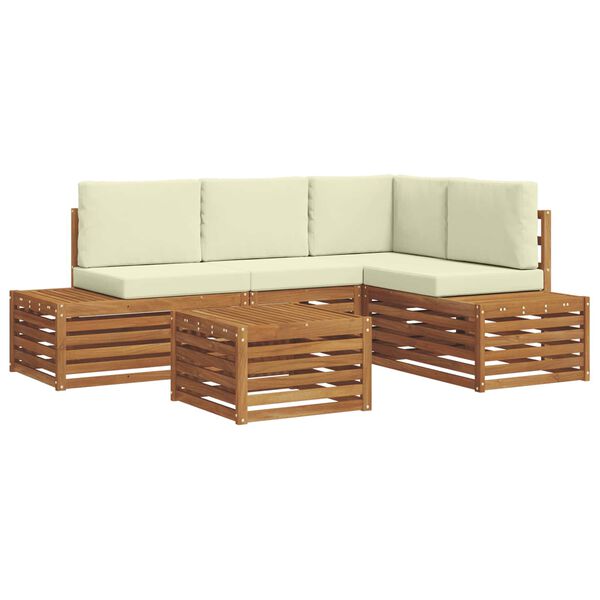 vidaXL Set vanjskih sofa s jastukom 5 Komad Prirodna i krem