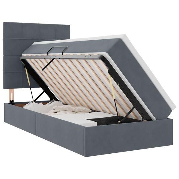 vidaXL Krevet s madracem i skladi&scaron;tem Tamno siva 90 x 200 cm Bar&scaron;un