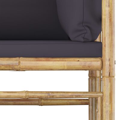vidaXL 10-dijelna vrtna garnitura od bambusa s tamnosivim jastucima