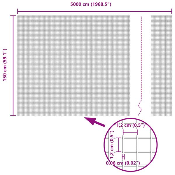 vidaXL Zavarena žičana ograda Srebrno 1.5 x 50 m Čelik