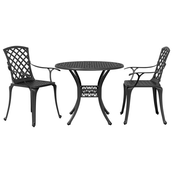 vidaXL 3-dijelni bistro set crni od lijevanog aluminija