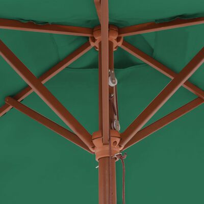 vidaXL Vrtni suncobran s drvenom šipkom 150 x 200 cm zeleni